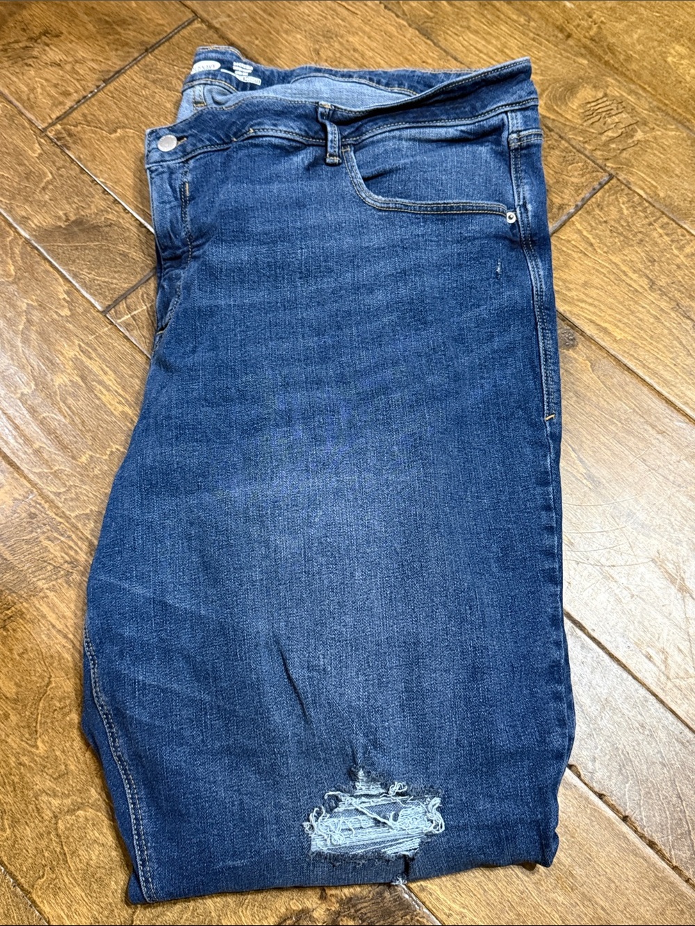 Rockstar Old Navy Women's Dark Blue Ripped Skinny Jeans